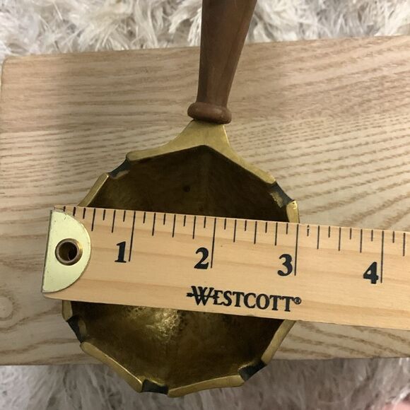 Vintage MCM Brass Ashtray Hammered Interior Style W/Wood Handle Made In Israel - Picture 17 of 17